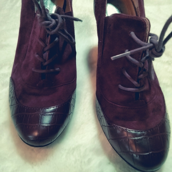 Alfani Step N Flex Maroon Leather Snakeskin Heels 7m Fall Spring Casual Date - Picture 3 of 9